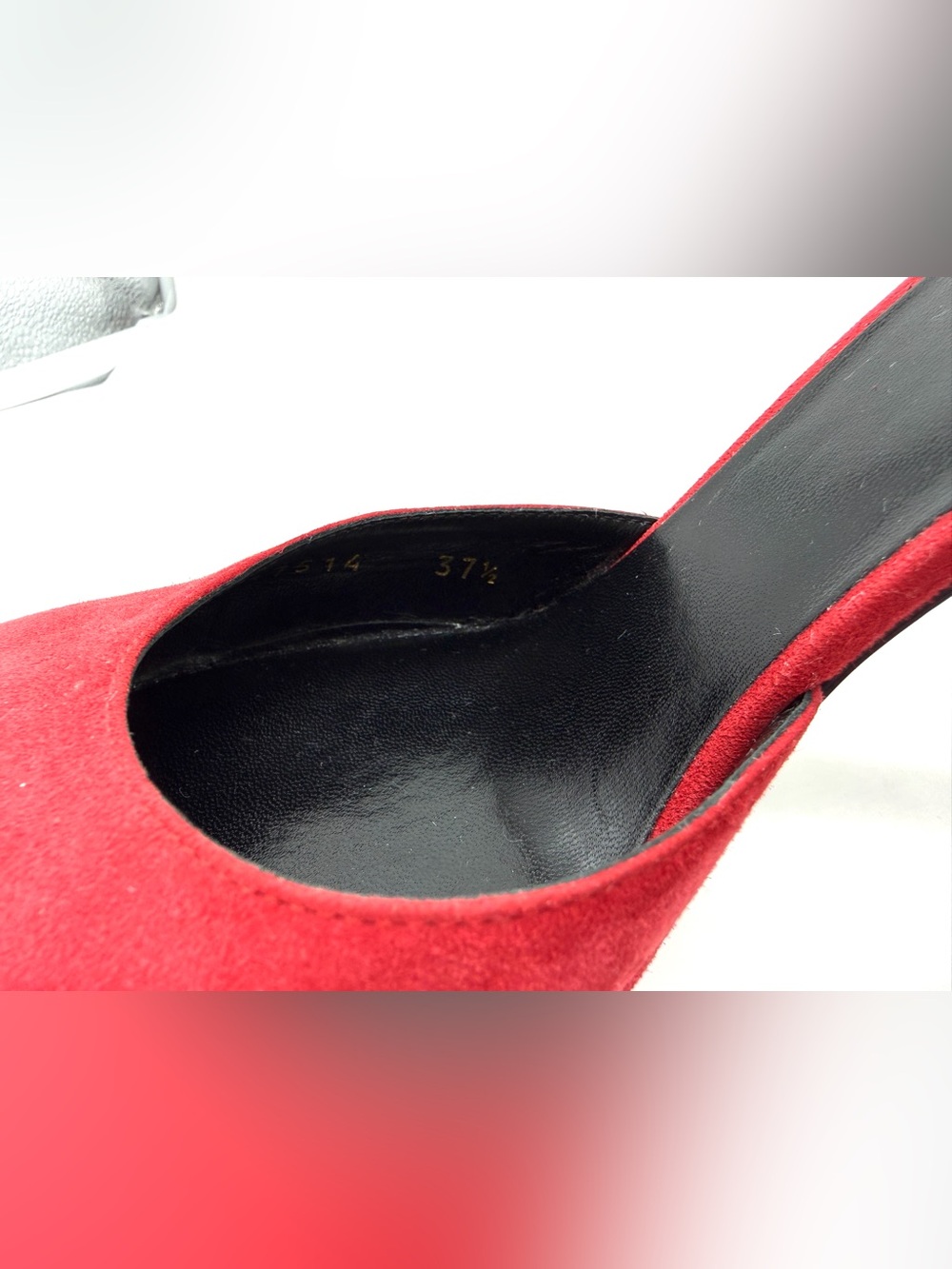 Saint Laurent Skinny 105 D'Orsay Bow Embellished Suede Pumps – Red – Size 37.5 - Picture 6 of 14
